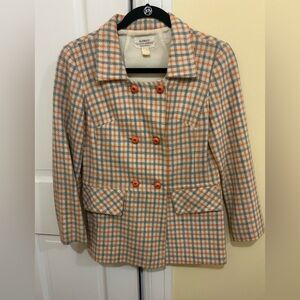 Women's Vintage Orange Plaid Blazer 70s 80s size XS or S